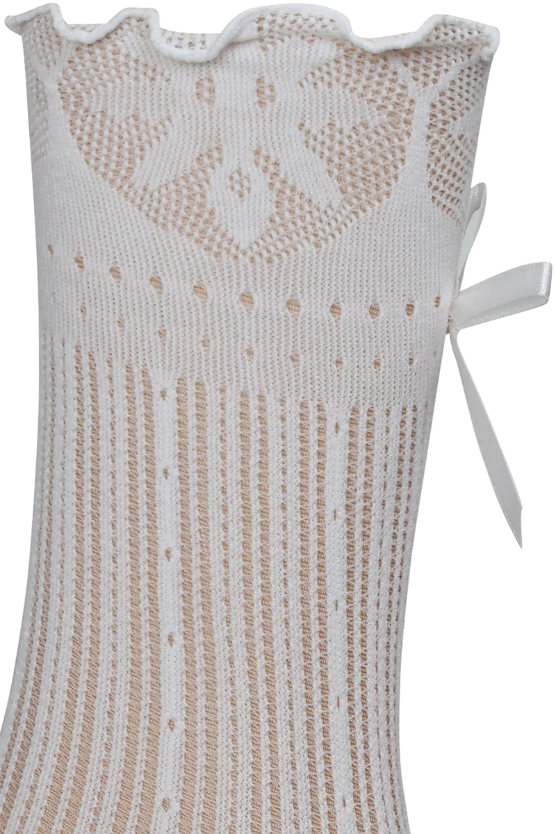 Damen Trachtensöckchen mit Spitze und Schleife - weiß