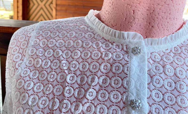 Dirndlbluse Spieth & Wensky, Langarm, hochgeschlossen, Tabora, offwhite