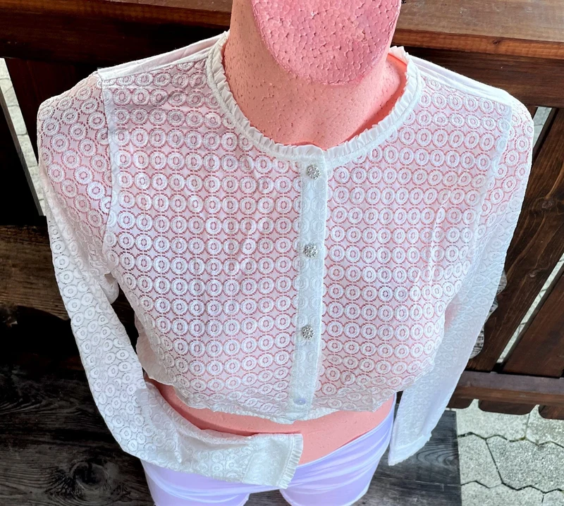 Dirndlbluse Spieth & Wensky, Langarm, hochgeschlossen, Tabora, offwhite