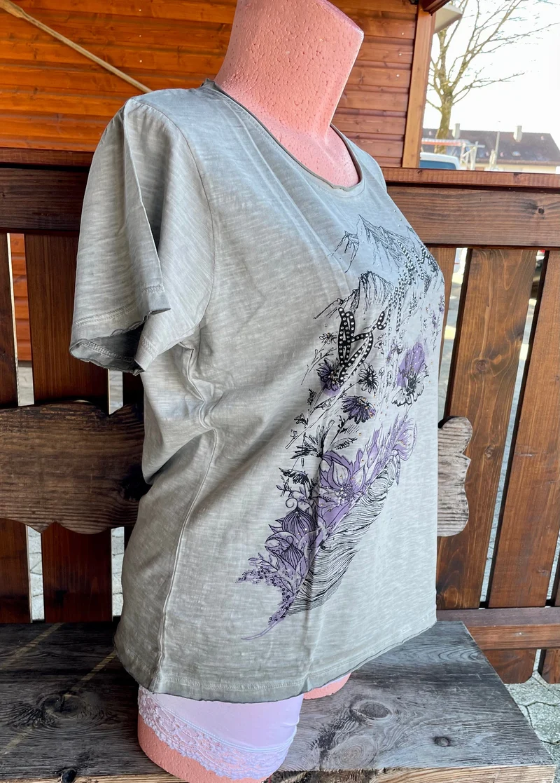 Trachtenshirt, HangOwear, Jill, Bergverliebt grau, Gr. 3XL
