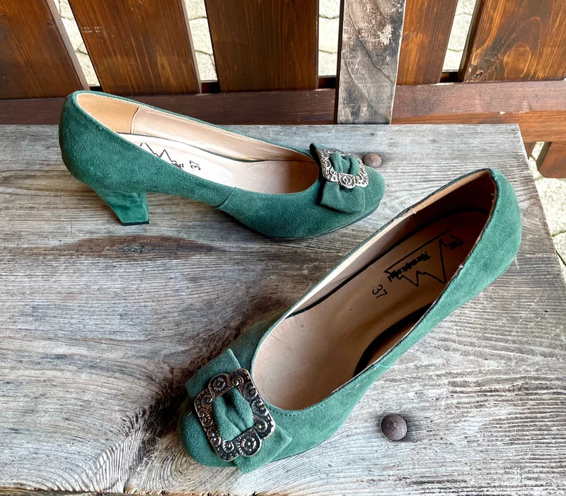 Pumps, Trachtenschuhe, Hirschkogel dunkelgrün, Spange