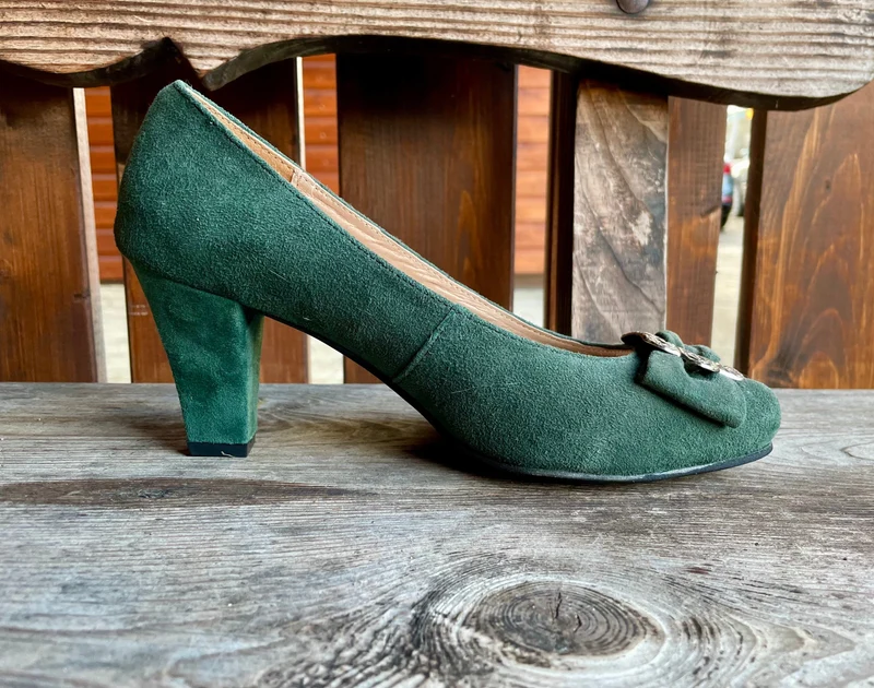 Pumps, Trachtenschuhe, Hirschkogel dunkelgrün, Spange