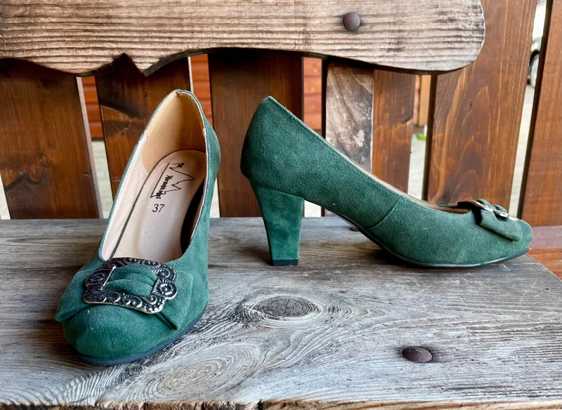 Pumps, Trachtenschuhe, Hirschkogel dunkelgrün, Spange