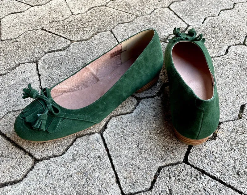 Ballerinas, Andrea Conti, Velour, dunkelgrün, Trachtenschuhe
