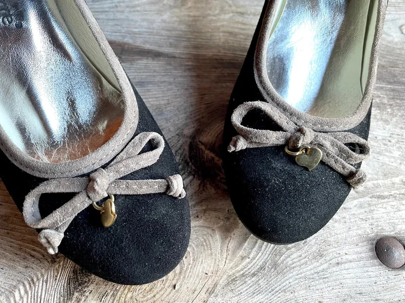 Pumps, Alberto la Torre, Schuhe, Velourleder, schwarz grau