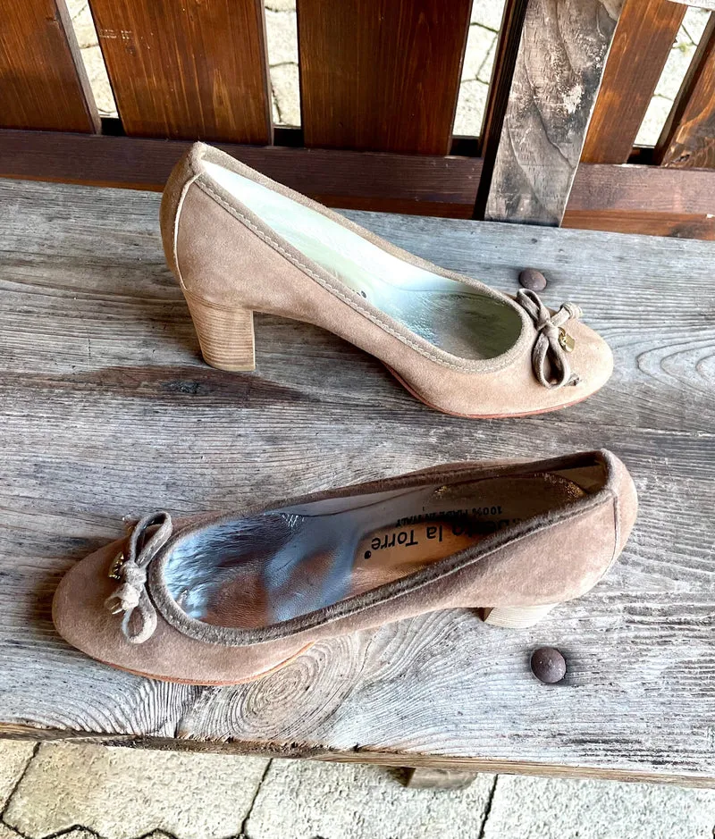 Pumps, Alberto la Torre, Schuhe, Velourleder, beige, taupe, Gr. 41
