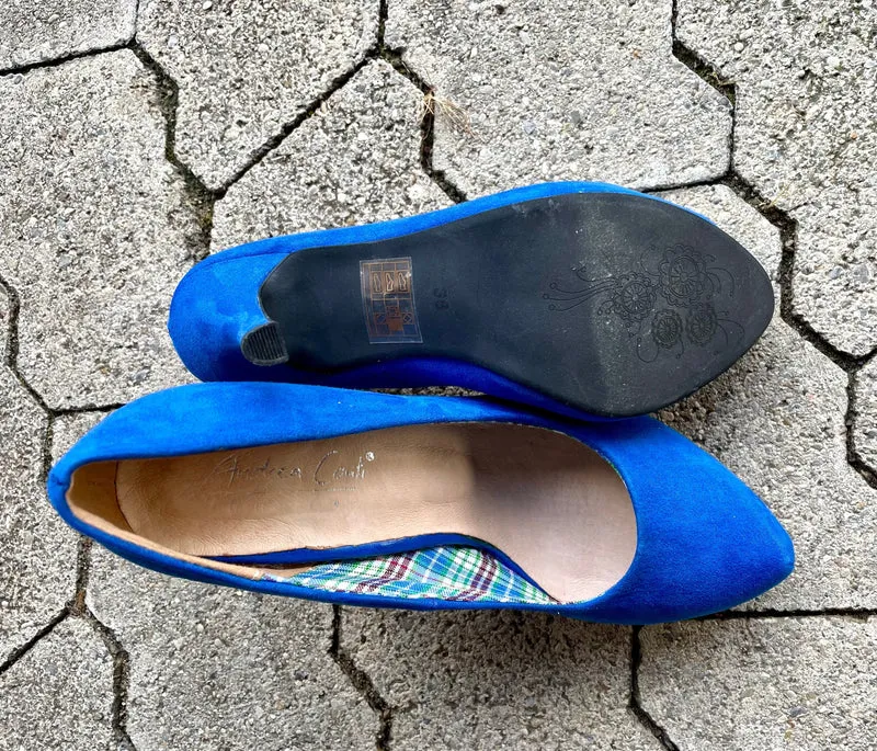 Pumps, Andrea Conti Schuhe, blau, Velour, Gr. 38
