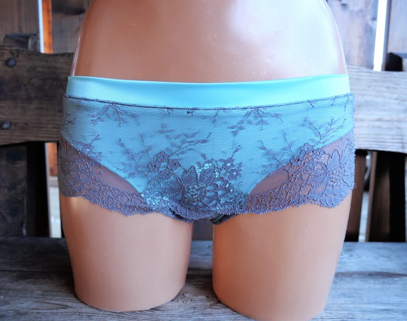 Panty, Hipster, After Eden, Spitze, Mint, grau