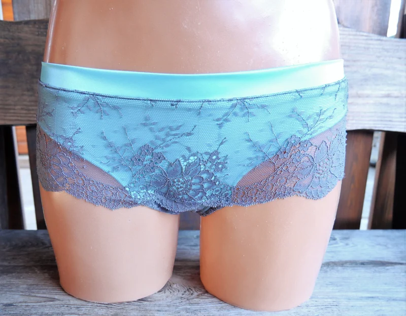 Panty, Hipster, After Eden, Spitze, Mint, grau