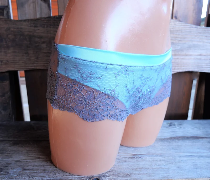 Panty, Hipster, After Eden, Spitze, Mint, grau