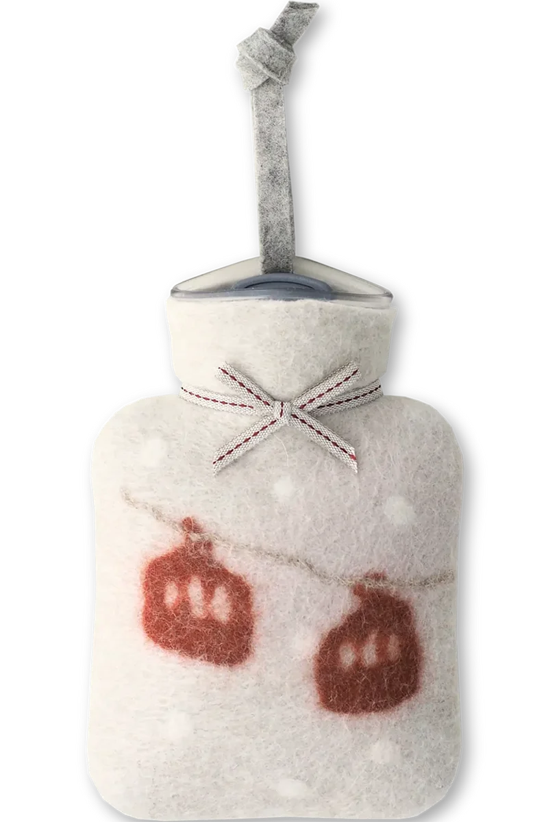 Mini-Wärmflasche aus Merinowolle mit Gondelmotiv - peyote rust