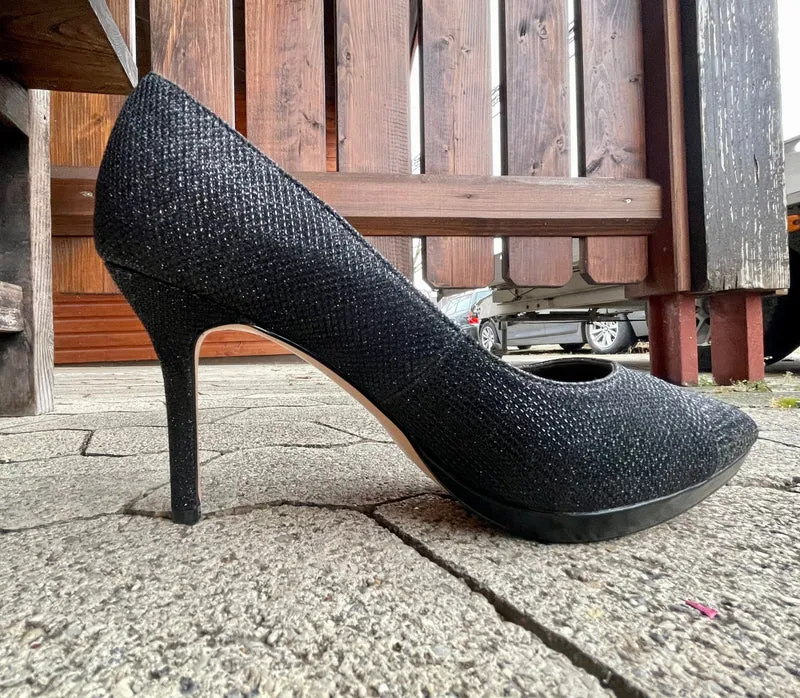 Pumps, the essence Menbur Schuhe, Materialmix schwarz Glitzer