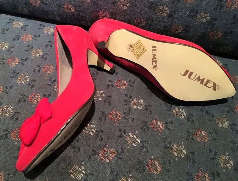 Pumps, Jumex Schuhe, Kitten Heels, Velour, rot