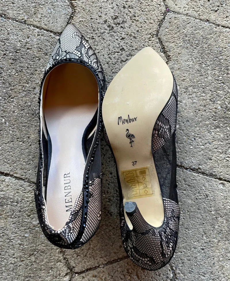 Pumps, The Essence Menbur Schuhe, gold, schwarz Spitze