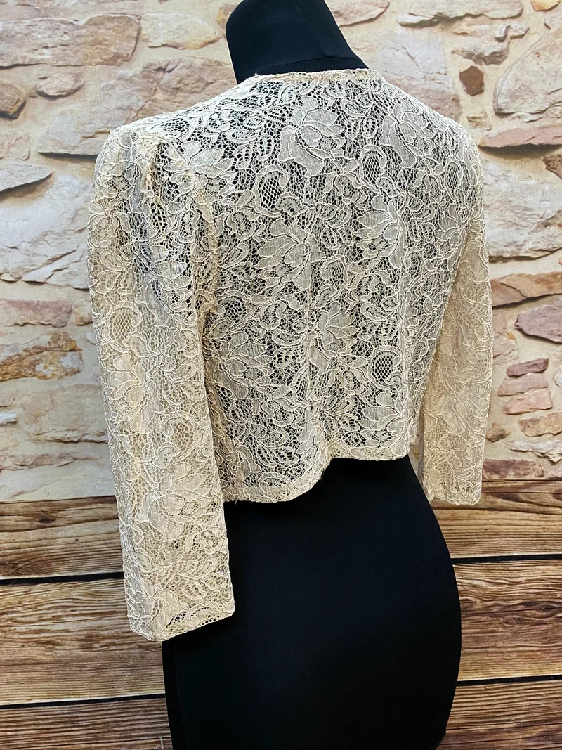 Vintage Spitzenbolero Creme 1970er Jahre Gr. 34