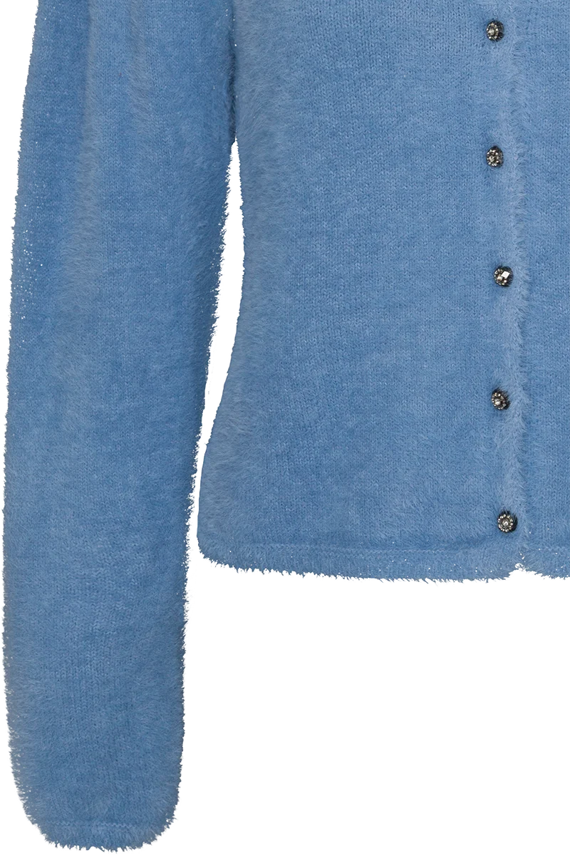Kuschelige Damen-Strickjacke mit weiten Ärmeln - mittelblau