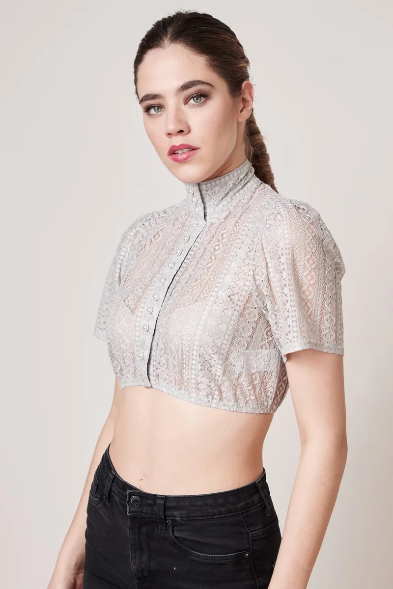 Dirndlbluse Kali von Krüger grau
