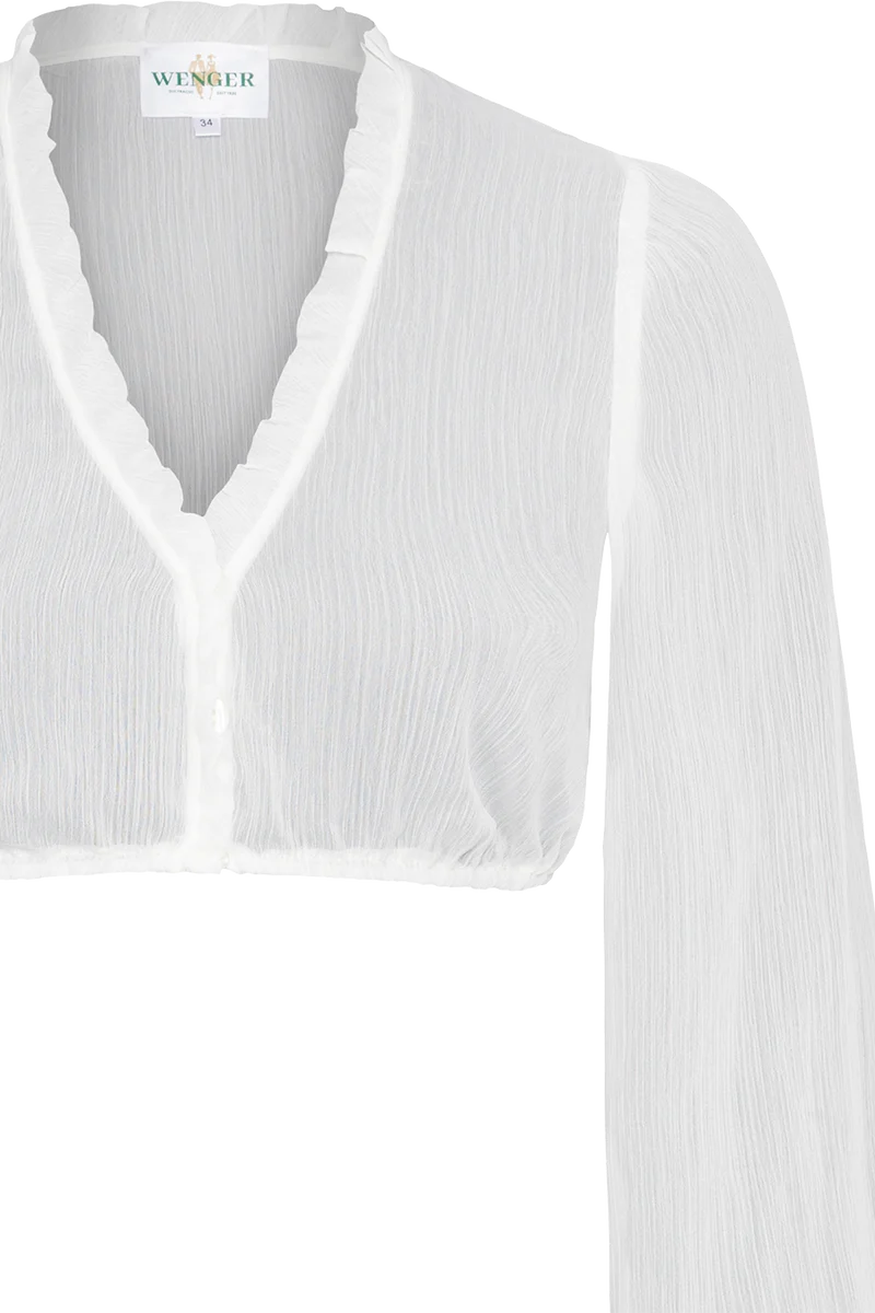 Dirndlbluse mit V-Ausschnitt und Rüschen - creme