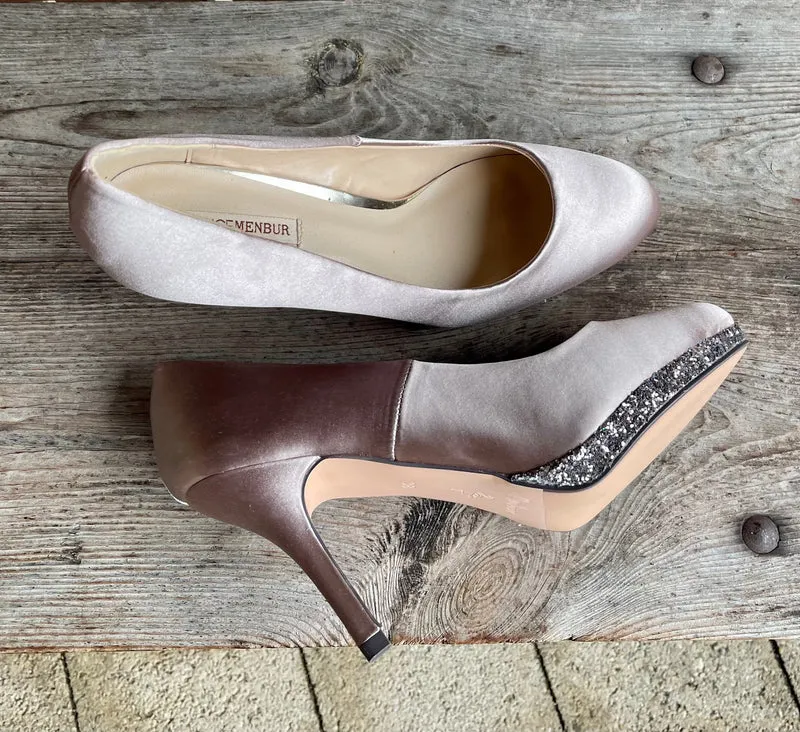 Pumps, The essence Menbur Schuhe, Satin taupe, gold