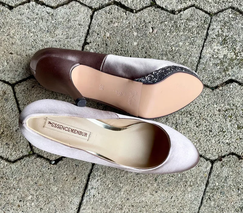 Pumps, The essence Menbur Schuhe, Satin taupe, gold