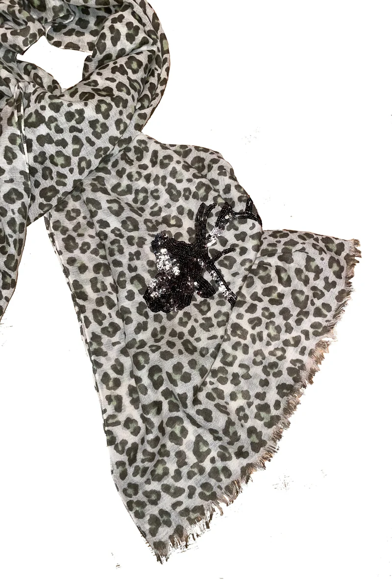 Tuch, Schal, CuteStuff, Leopard Hirsch, grau/grün