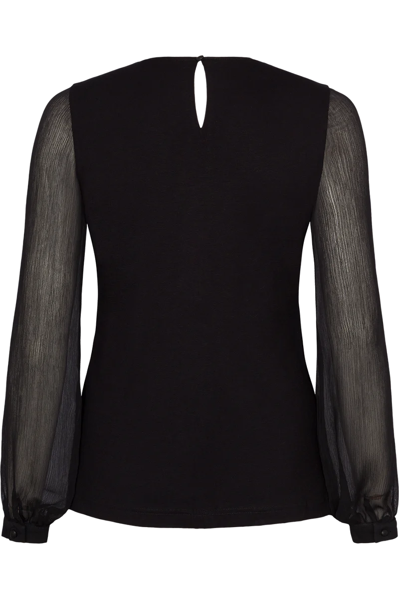 Damen Longsleeves mit Spitzenband - schwarz