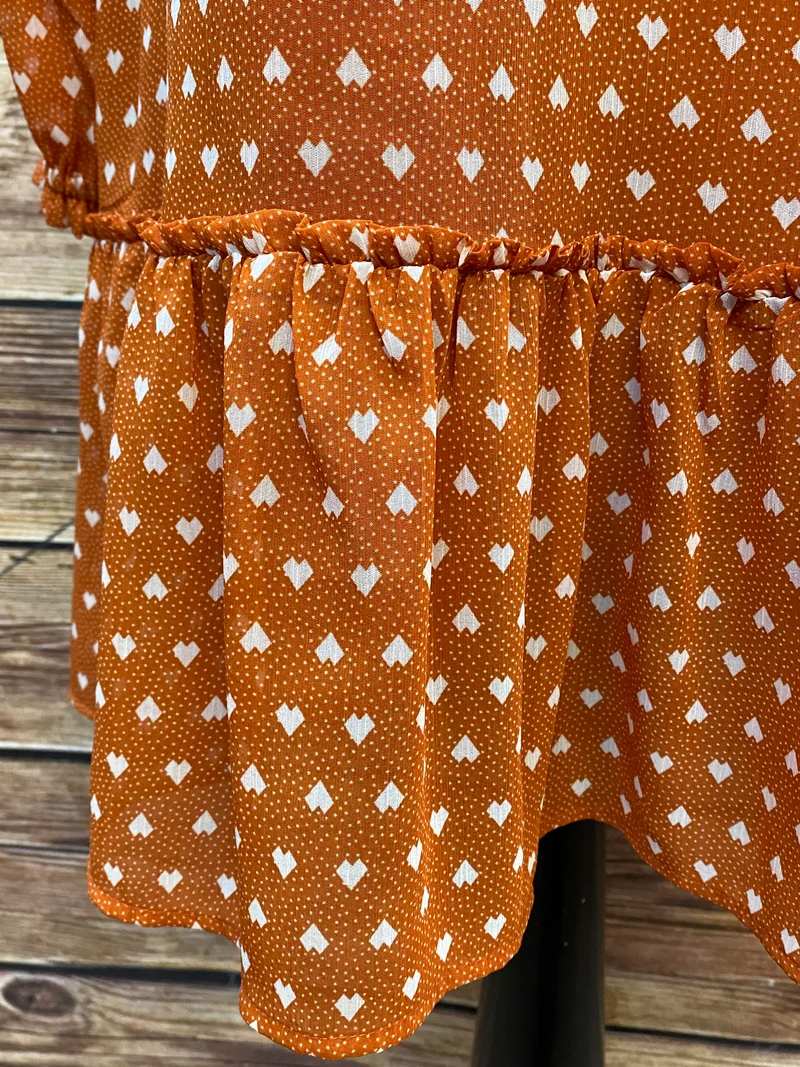 20er Jahre Tageskleid Orange Gr. 38 mit Unterkleid