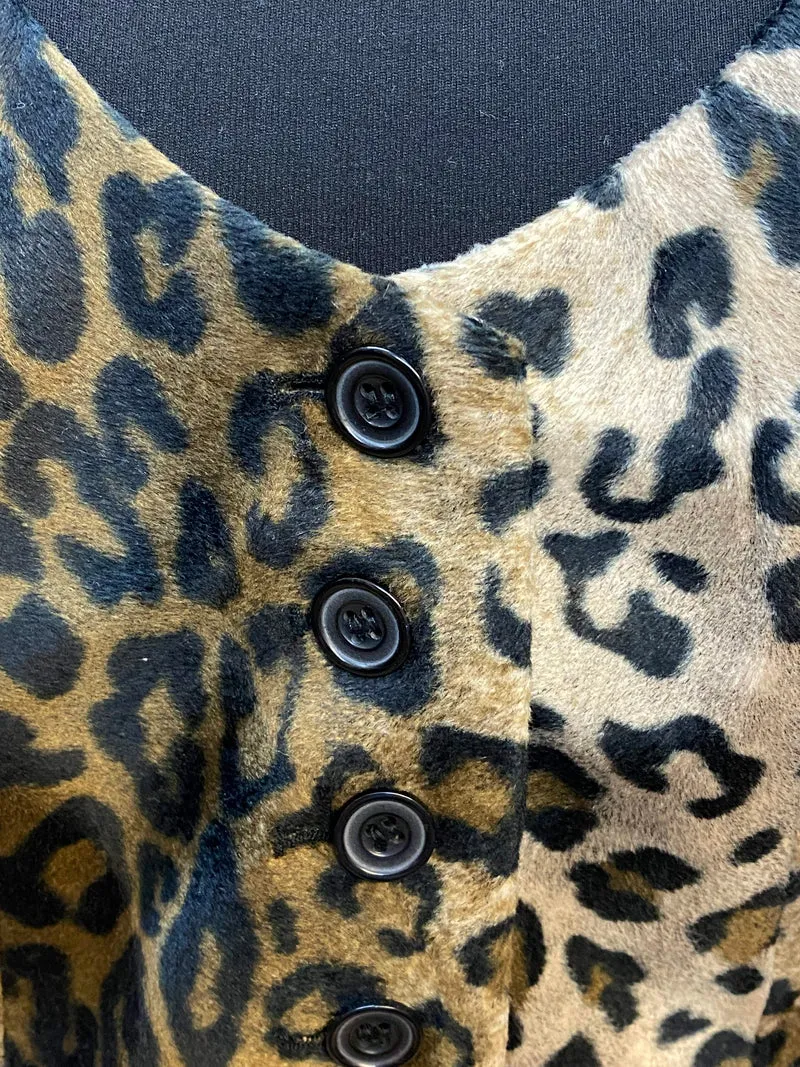 Vintage Damen Weste Leo Print Gr. 42 Leo Print Retro Weste