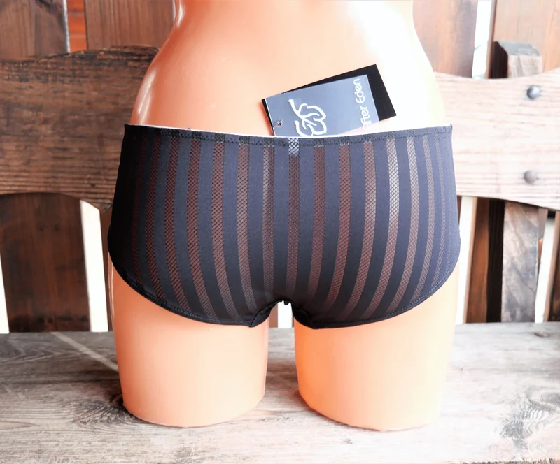 Panty, Slip, After Eden, schwarz, ivory, gestreift
