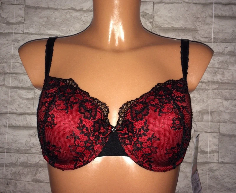 Schalen BH, Nina von C., rot, schwarz, Spitze