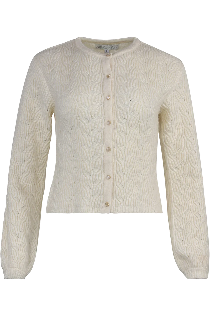 Damen Trachtenjacke mit Strickmuster und weiten Ärmeln - seidenweiß