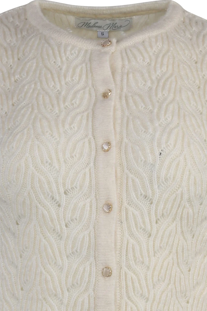 Damen Trachtenjacke mit Strickmuster und weiten Ärmeln - seidenweiß