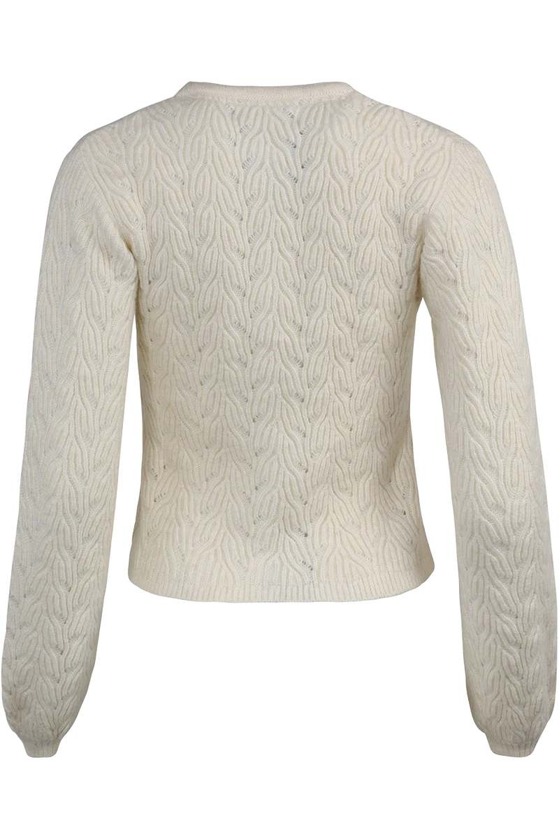Damen Trachtenjacke mit Strickmuster und weiten Ärmeln - seidenweiß