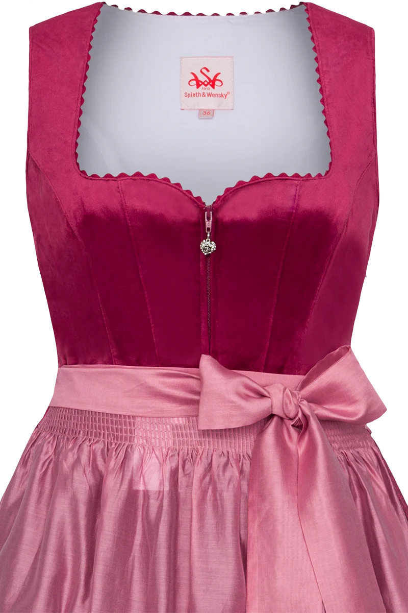 Midi-Dirndl mit Samtoberteil und Herzausschnitt