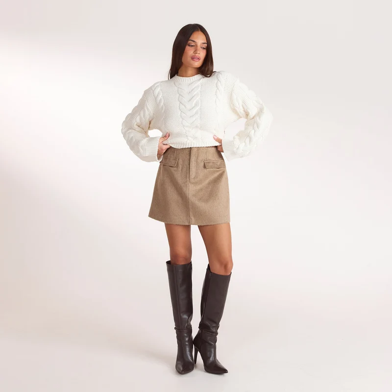 Gewebter Minirock - Keks