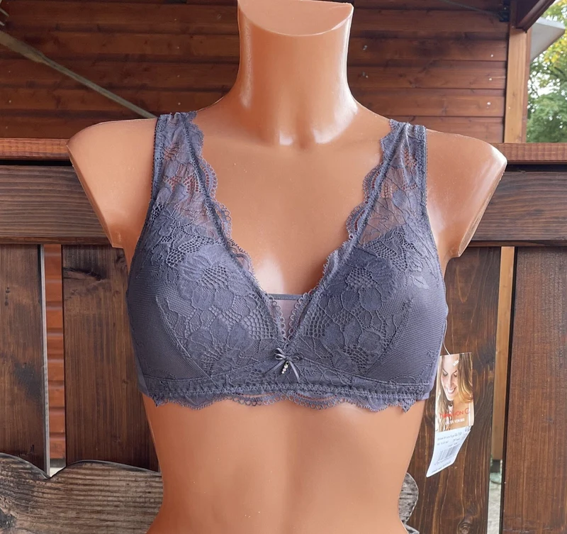Bustier, BH ohne Bügel, Nina von C., Quarz, graubraun, Spitze