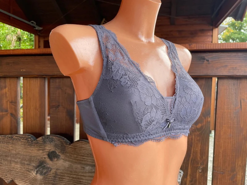 Bustier, BH ohne Bügel, Nina von C., Quarz, graubraun, Spitze