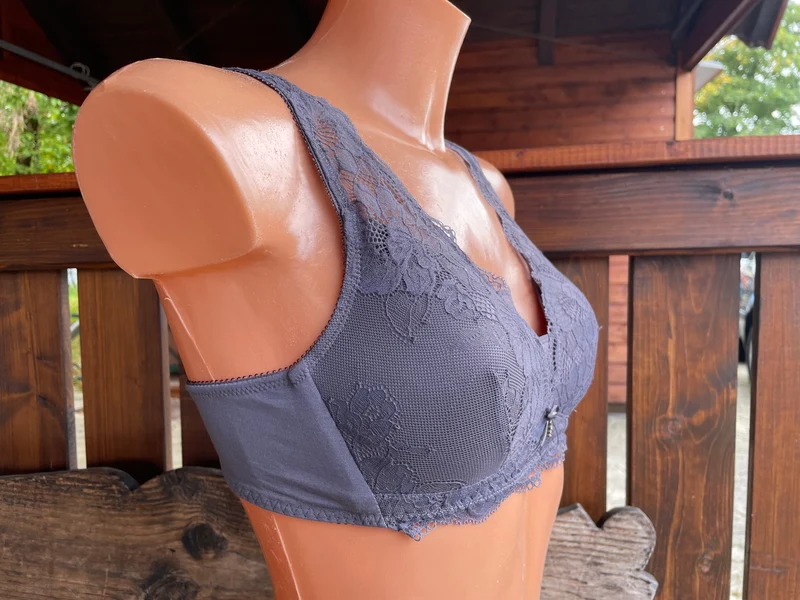 Bustier, BH ohne Bügel, Nina von C., Quarz, graubraun, Spitze