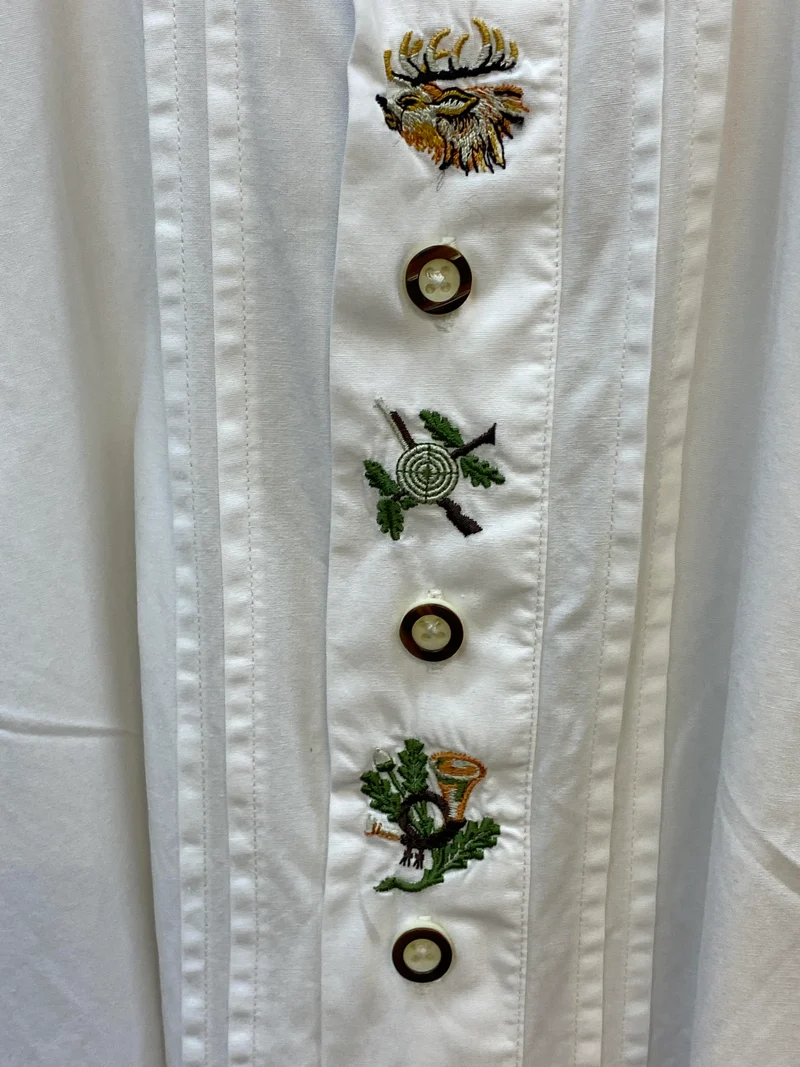 Vintage Trachtenhemd Herren – Weiß – Gr. 40