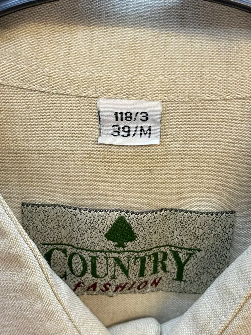 Vintage Trachtenhemd Herren mit Stickerei – Naturweiß – Gr. 39/M