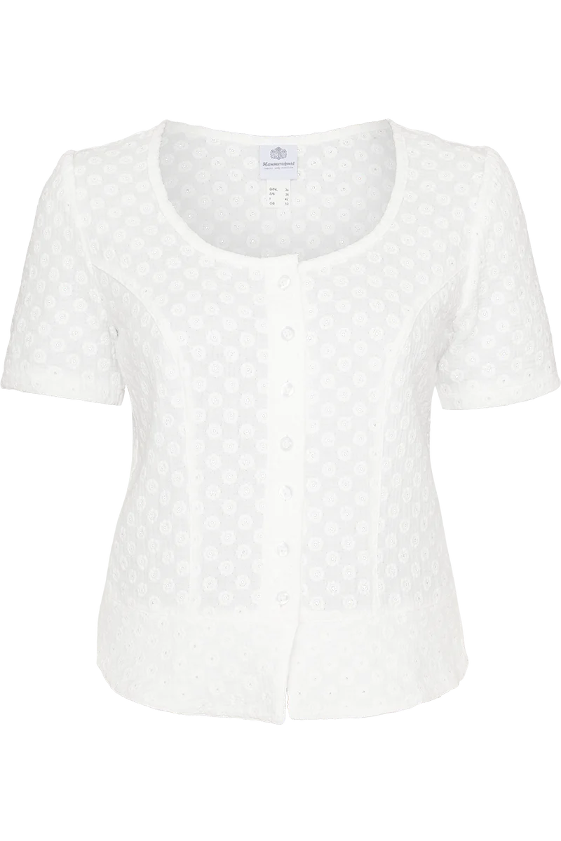 Damen Musselin-Miederbluse mit floralem Design - weiß