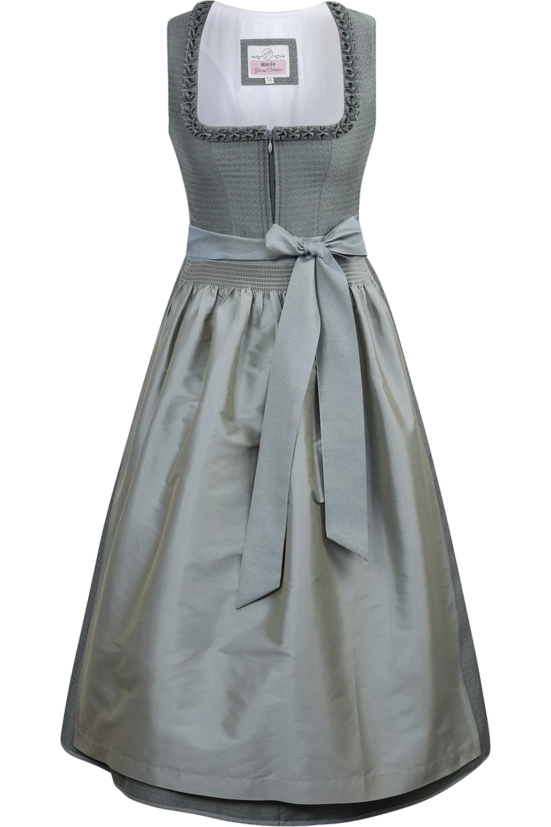 Mittellanges Dirndl mit Rüschen und Taftschürze - agave