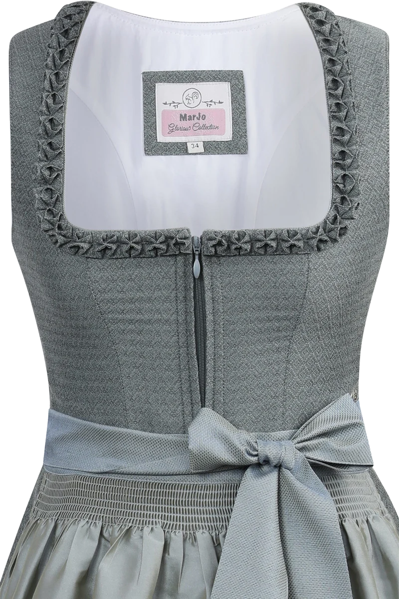 Mittellanges Dirndl mit Rüschen und Taftschürze - agave