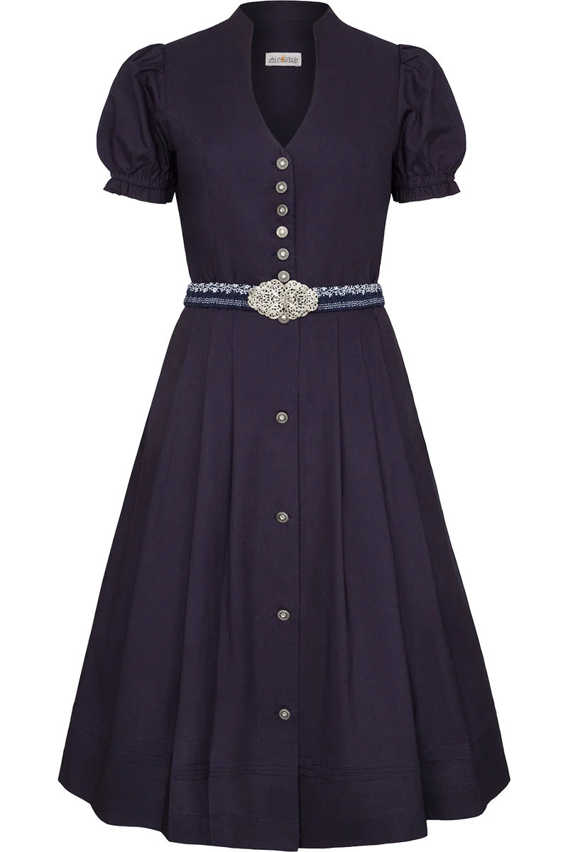 Dirndl aus Baumwolle mit Puffärmel - dunkelblau