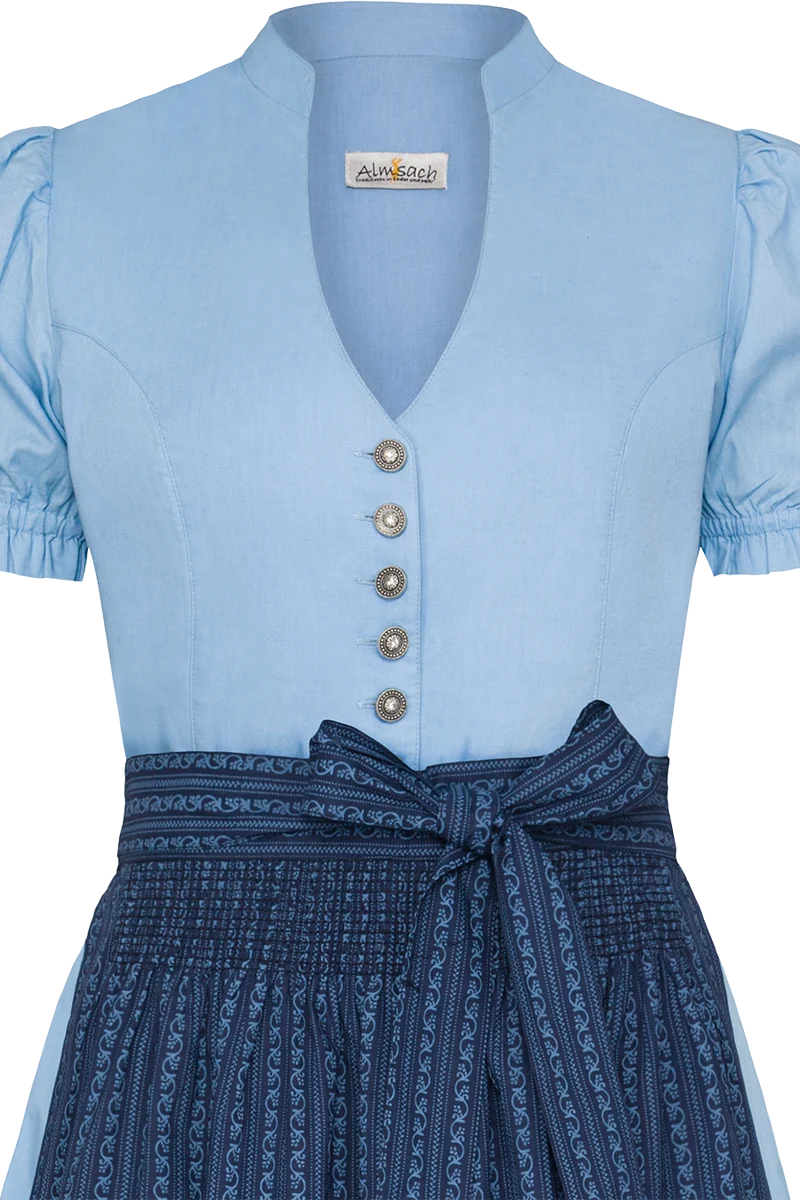 Dirndl aus Baumwolle mit Puffärmel - dunkelblau