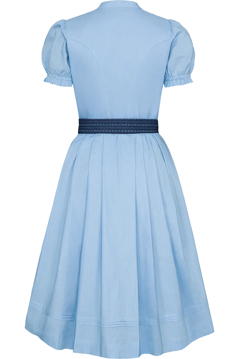 Dirndl aus Baumwolle mit Puffärmel - hellblau