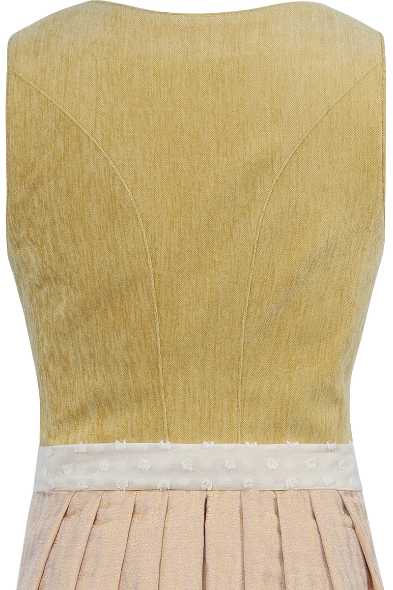 Mittellanges Dirndl mit Samtoberteil und Punkte-Schürze