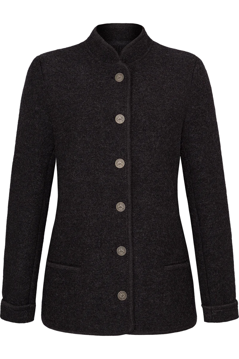 Damen Schurwolljacke mit Stehkragen - anthra/anthra