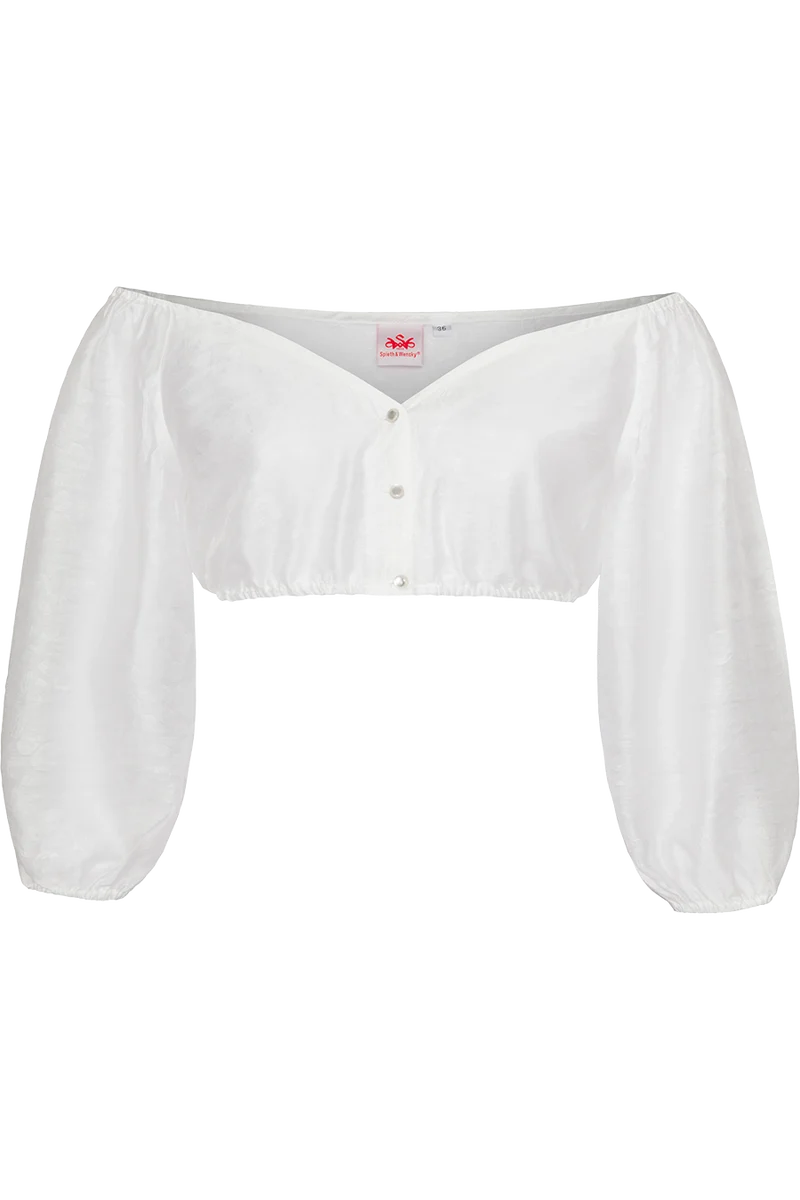 Schulterfreie Dirndlbluse mit dezentem Webmuster