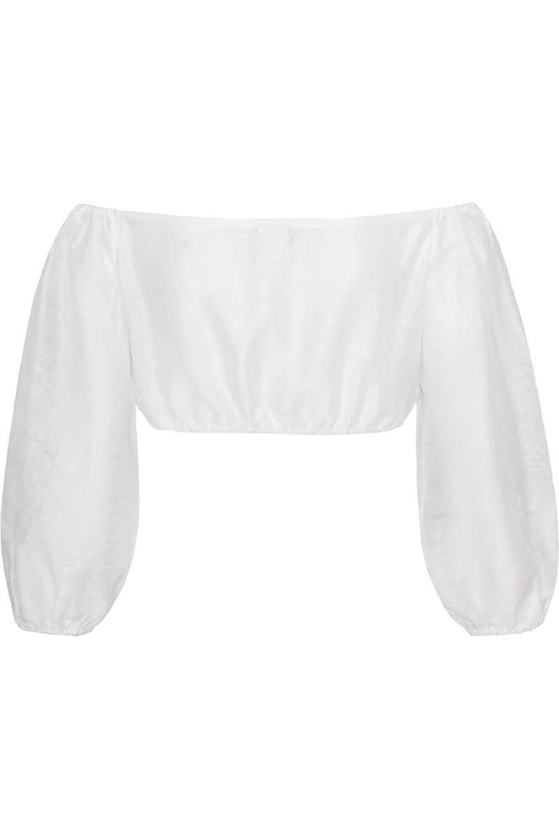 Schulterfreie Dirndlbluse mit dezentem Webmuster